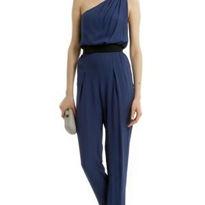 Halston Heritage Women’s Royal‎ Blue One Shoulder Jumpsuit Evening Cocktail Sz 4